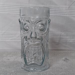 ANCHOR‎ HOCKING Screaming TIKI Clear Glass High Relief, Mug, Hawaii 16oz Beer